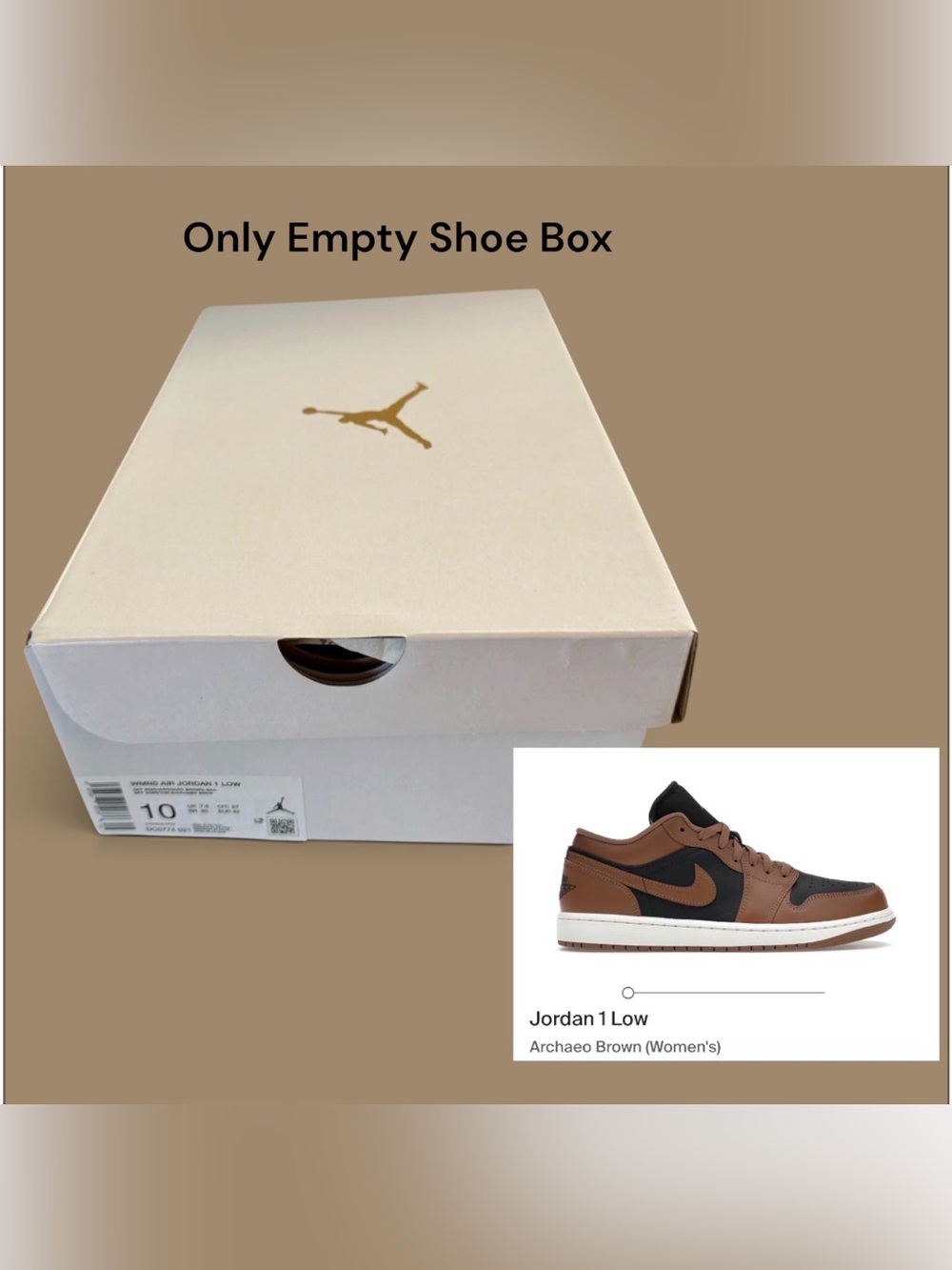 Nike Jordan 1 Low Women’s Archaeo Brown/Black Shoe Box